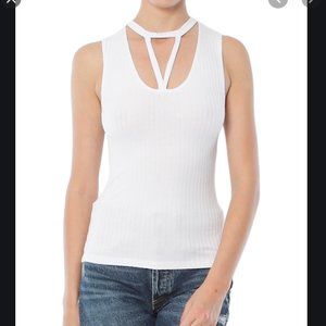 LNA White cutout Tank Top